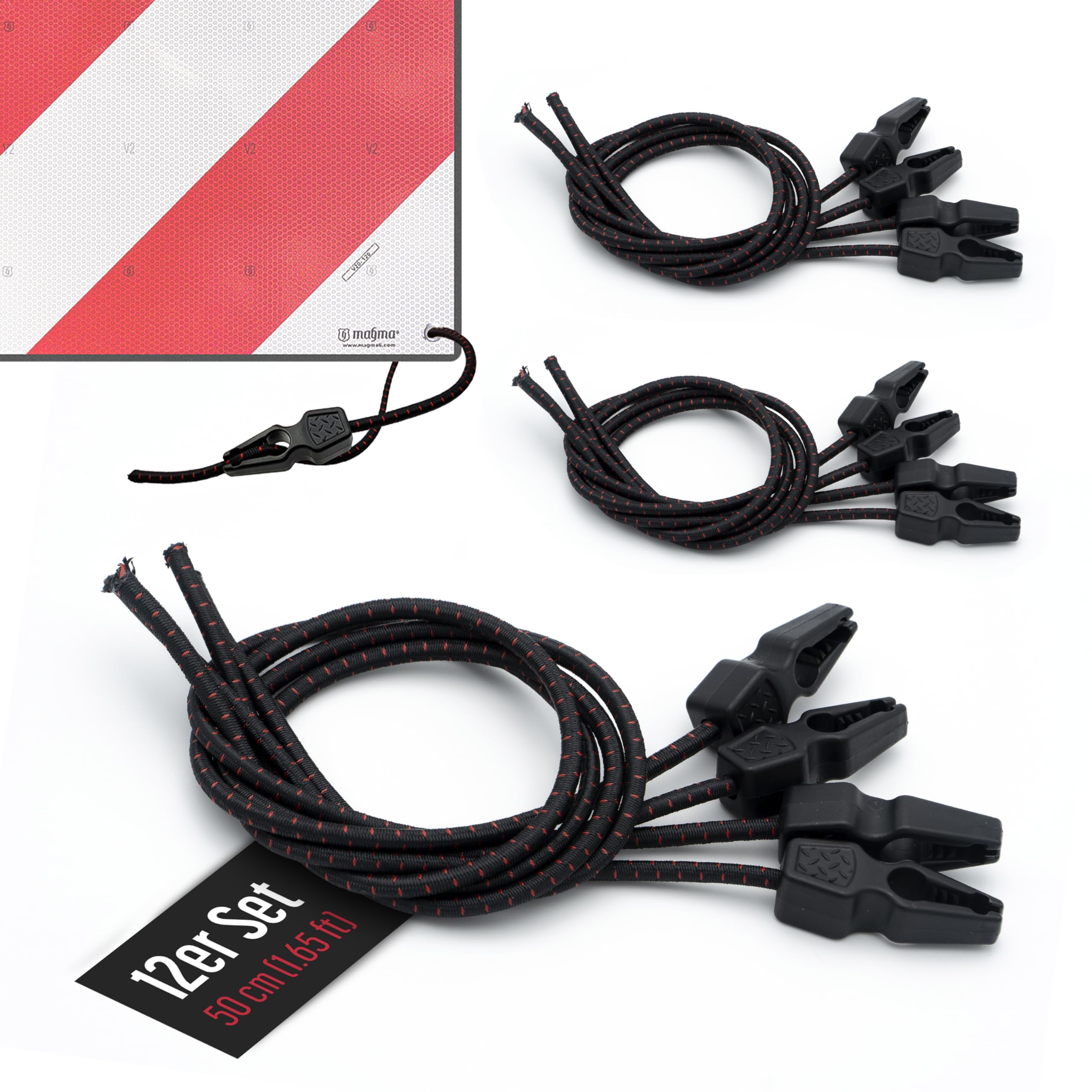 MAGMA 12x Elastische Spanners 50 Cm - Transportbanden Voor Fietsdragers, Luifels En Camping