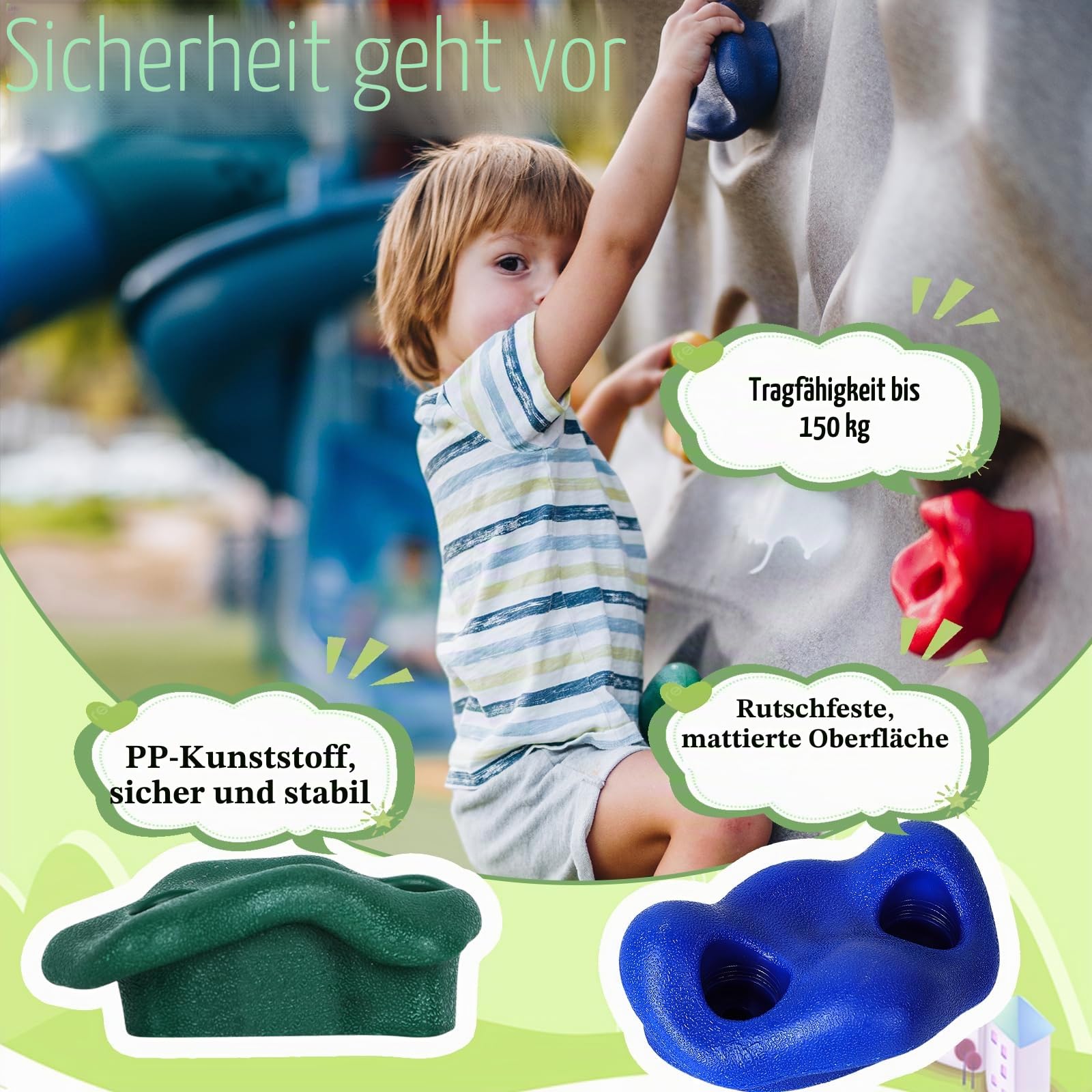 10 Stück Klettergriffe Kinder Outdoor - Klettersteine | Kletterwand Griffe Für Spielturm, Rock Wall Climbing Holds für Spielplatz Spielset Zubehör Set Indoor und Outdoor