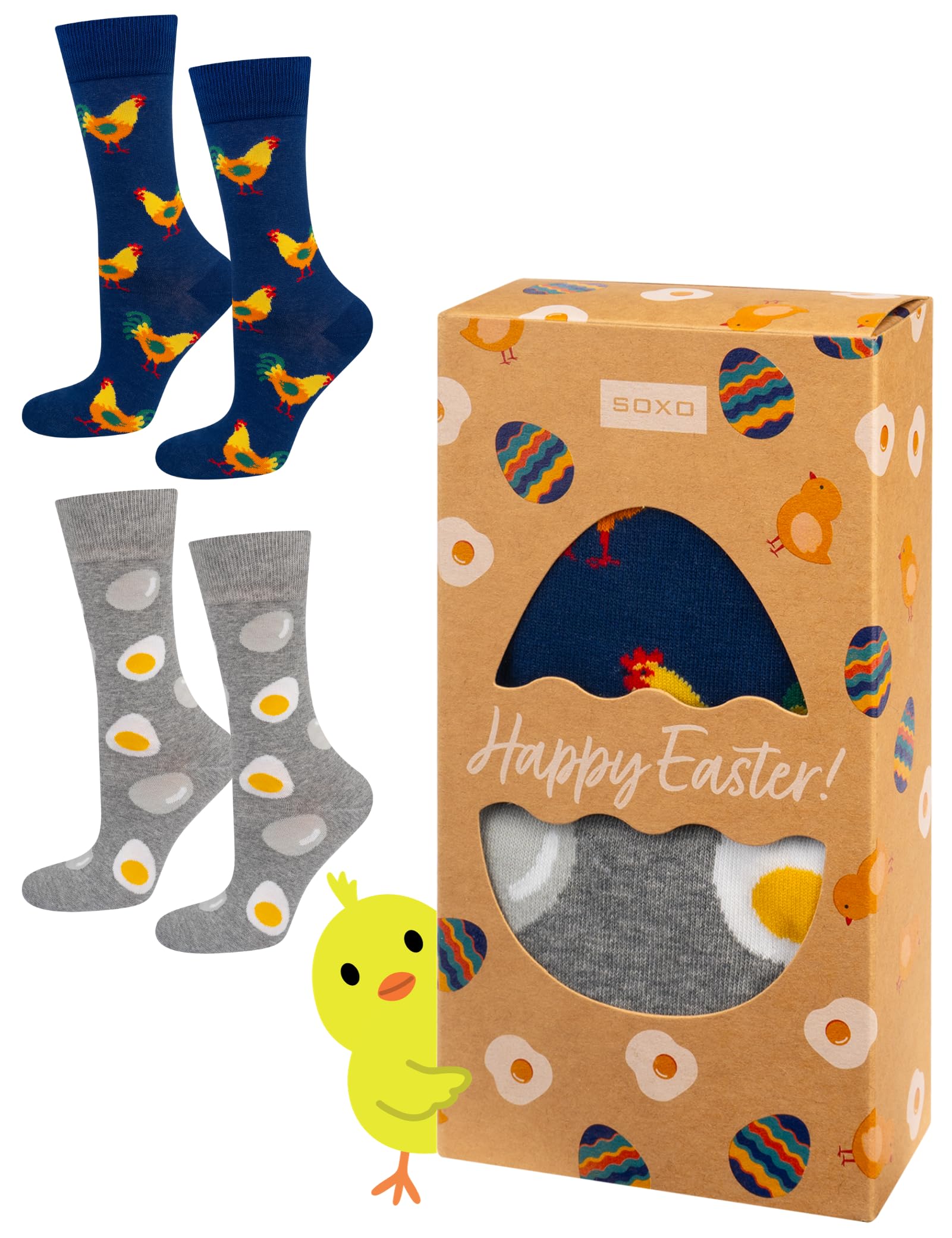 soxo Easter Egg Socks Men Funny Women Gifts Mens Cotton Sock Ladies Gift Men's Presents 6.5-10.5 Happy Easter Men’s 2 Pairs