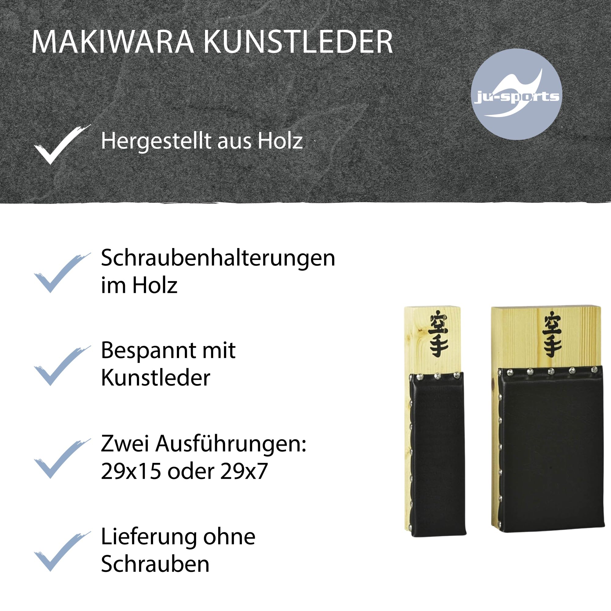 Ju-Sports Makiwara Kunstleder Schlagpolster Kampfsport 1 STK I Traditionelles Trainingsgerät im Budosport I Aus Holz I Für die Wand