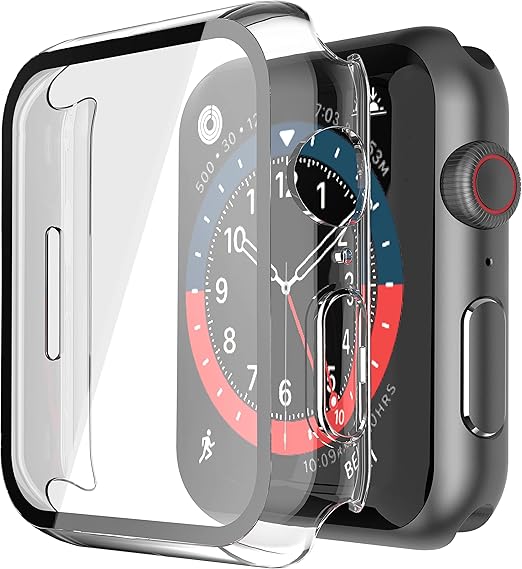 Misxi 2 Pack Hard PC Case with Tempered Glass Screen Protector Compatible with Apple Watch Series 9 (2023), 8, 7 41mm, Ultra-Thin Scratch Resistant Cover for iWatch, Transparent
