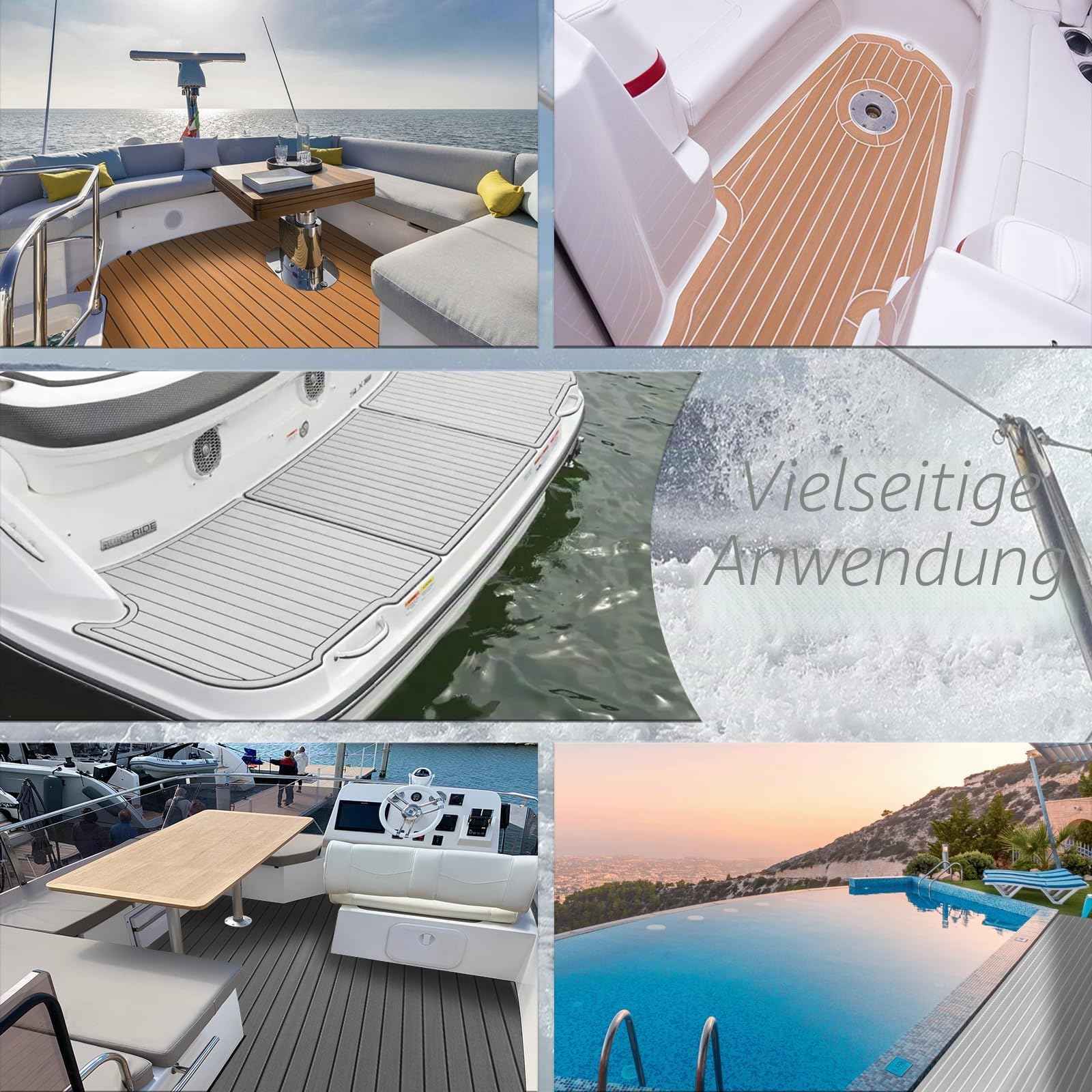 HXBYX Eva Schaum Boot Bodenbelag mit 3M Selbstklebende Unterstützung DIY Boote Decking Marine Blatt Faux Teak Material, rutschfeste Kühler Pads für Kajak Yacht SwimPool RV 240X112cm/240X79cm/240X41cm