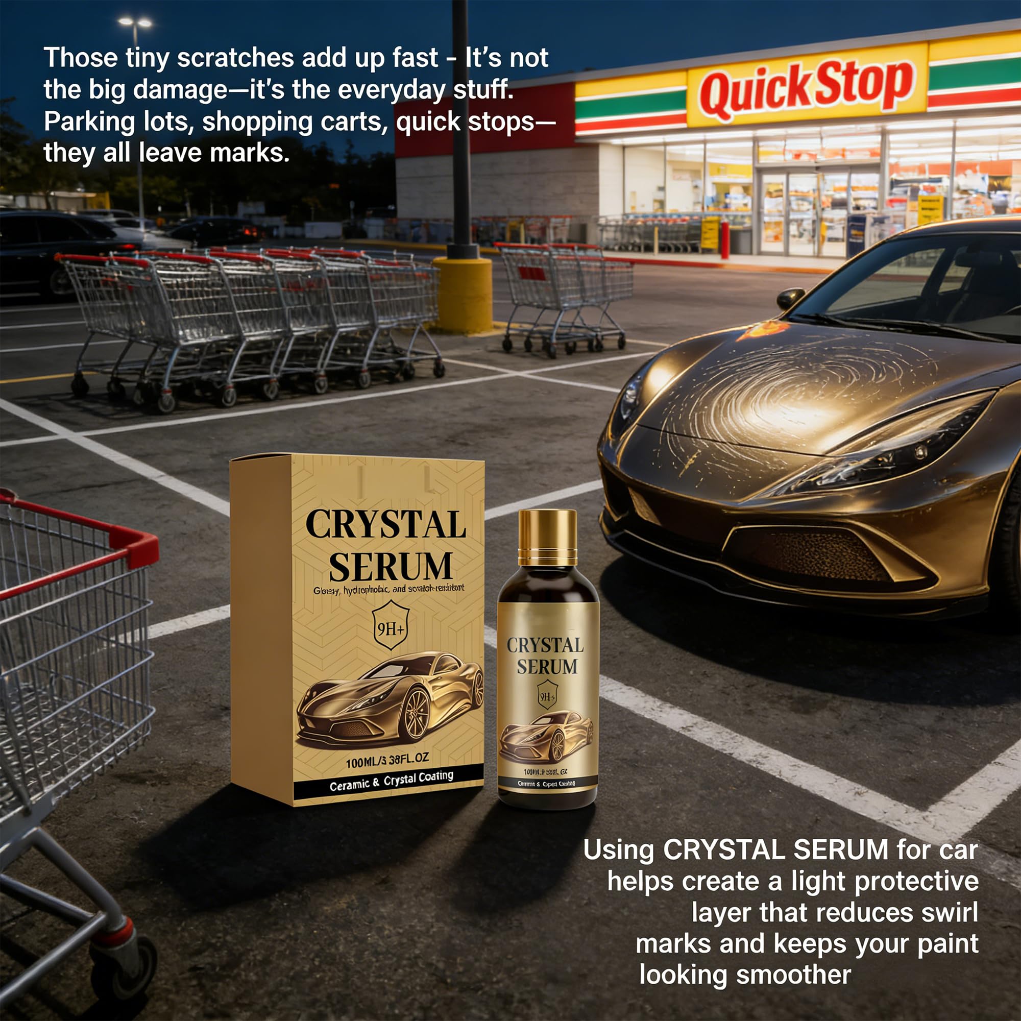 PTZ Crystal Serum for Cars – 9H Graphene Ceramic Coating for Car Paint Protection, High Gloss Hydrophobic DIY Coating (3PC)