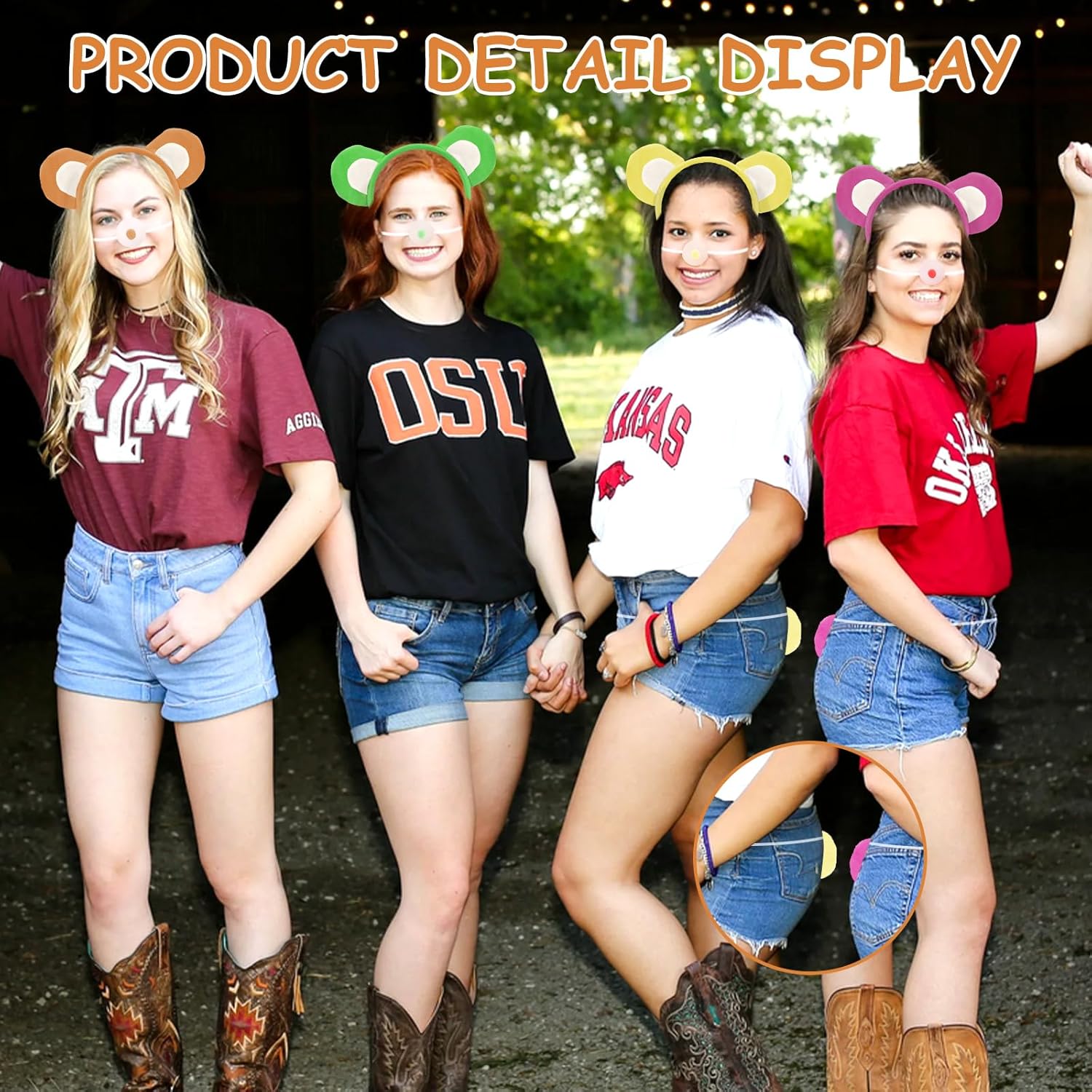 Bear Costume Accessories Set Animal Ears Headband Tail Nose Cartoon Cosplay Prop Kit 101 Day Christmas Dress up Party - Image 6