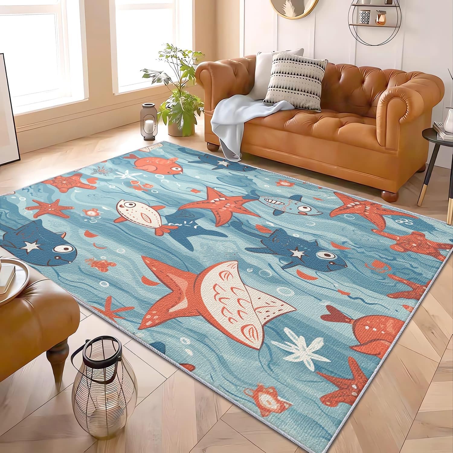 Tapis à court poils lavable en machine 180x240 cm antifouling et antidérapant pour le salon