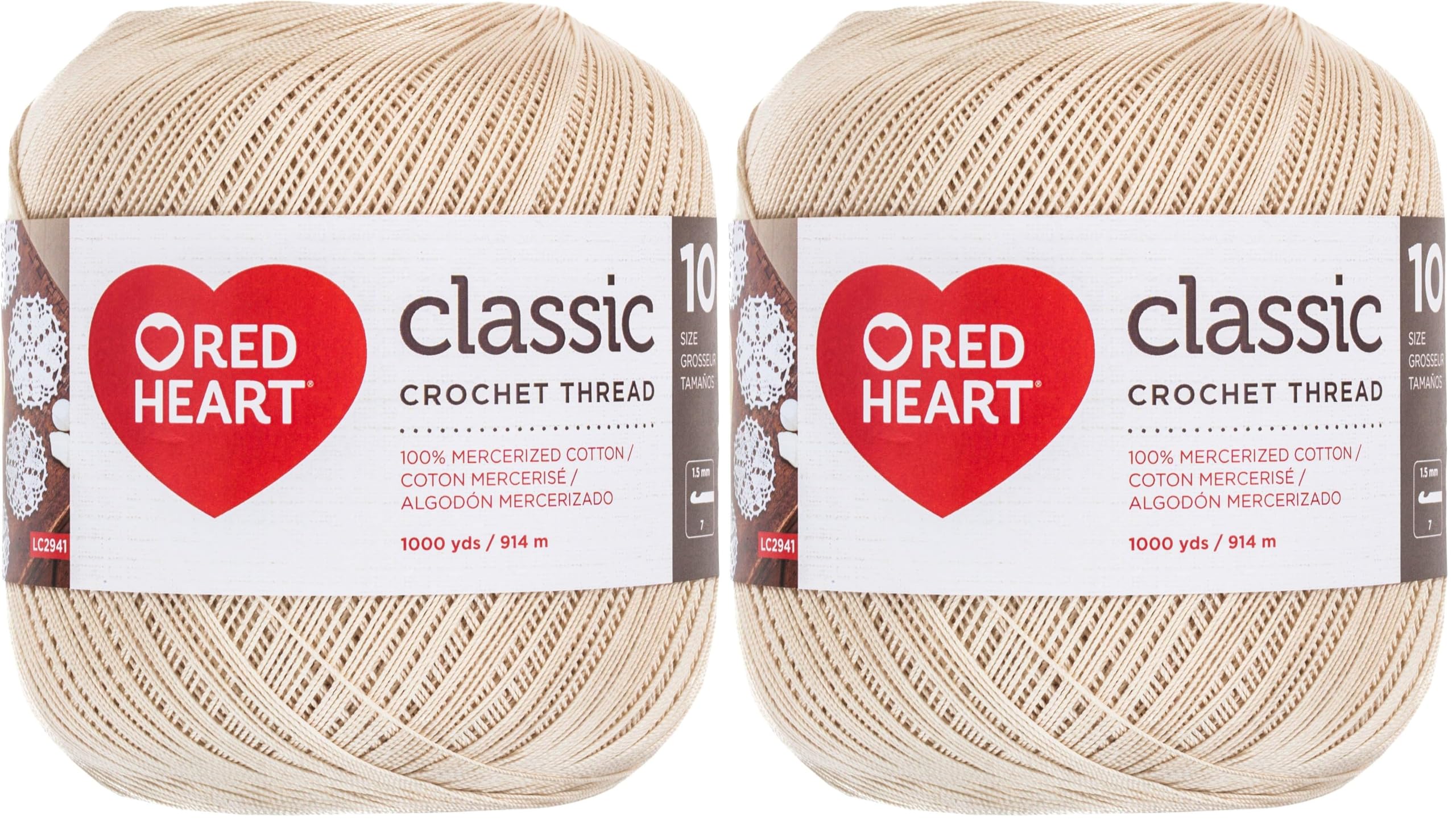 Red Heart Crochet Thread Yarn, 1000 Yards, Special (Pack of 2)