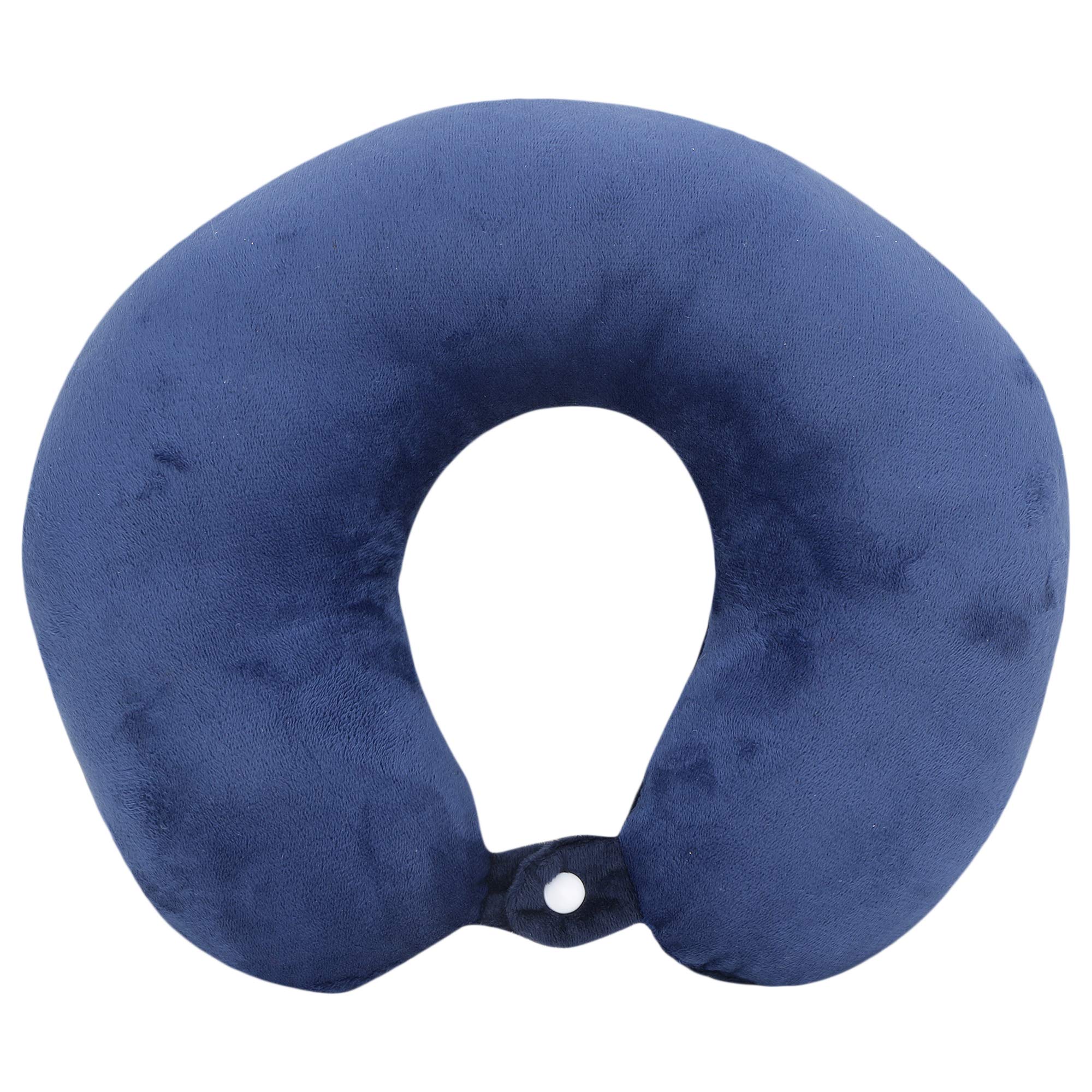 U-Shaped Neck Travel Pillow for Car, Train, Flight, Bus - Micro Fibre Neck Pillow Rest Soft Cushions (Blue)-image-13