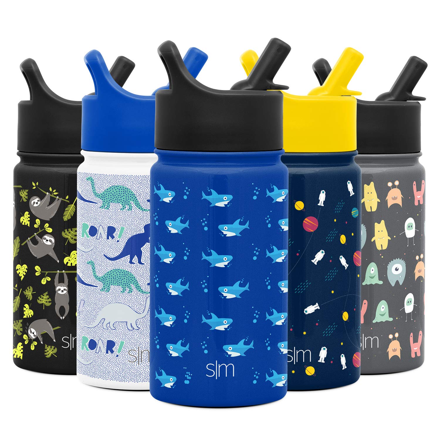 Simple Modern Kids Water Bottle with Straw Lid | Insulated Stainless Steel Reusable Tumbler for Toddlers, Boys | Summit Collection | 18oz, Shark Bite