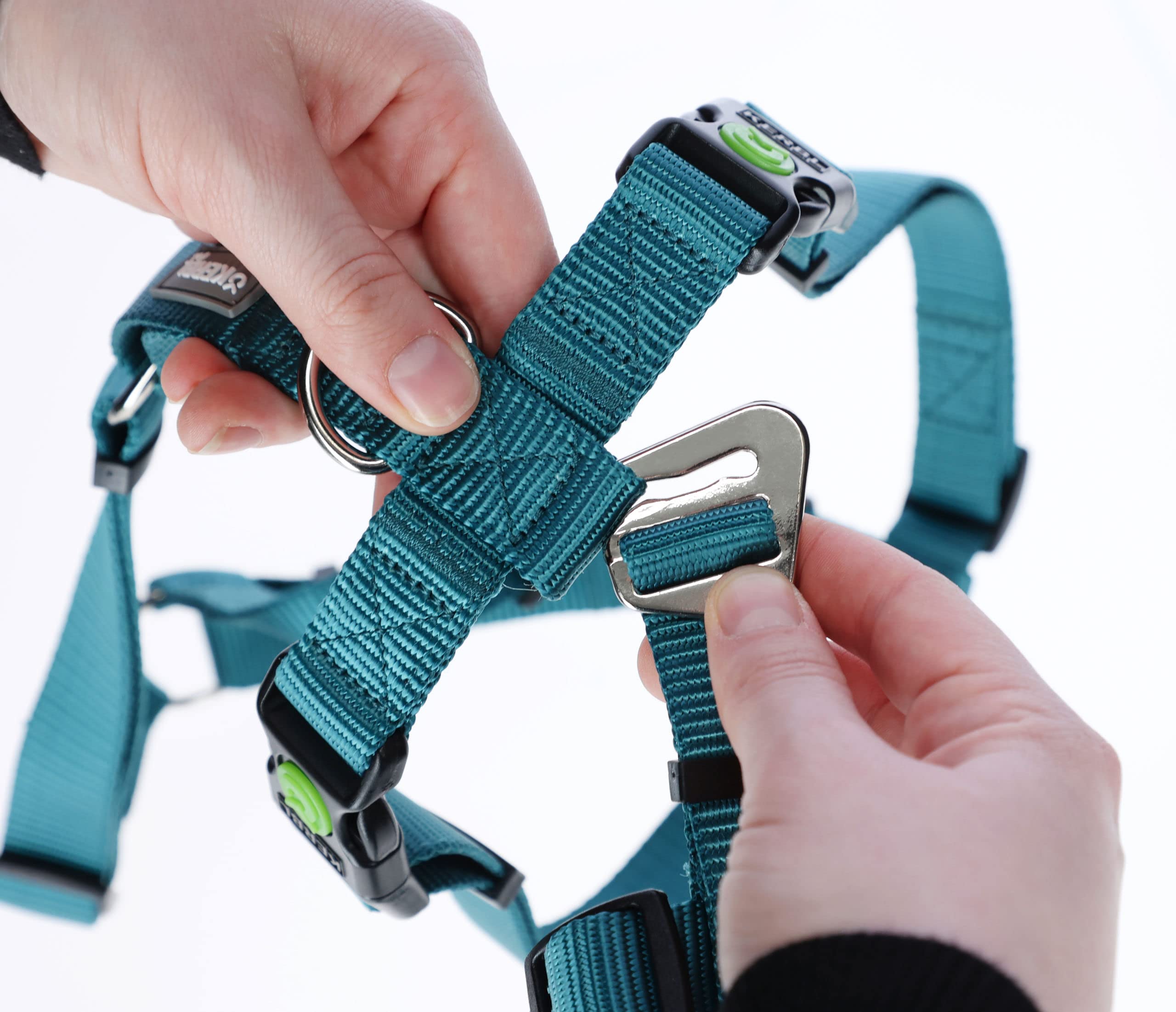 Kerbl Pet Pettorina antipanico, pettorina per cani, petrolio, circonferenza collo 48-64 cm, larghezza cinghia 25 mm, per cani ansiosi, robusta, regolabile