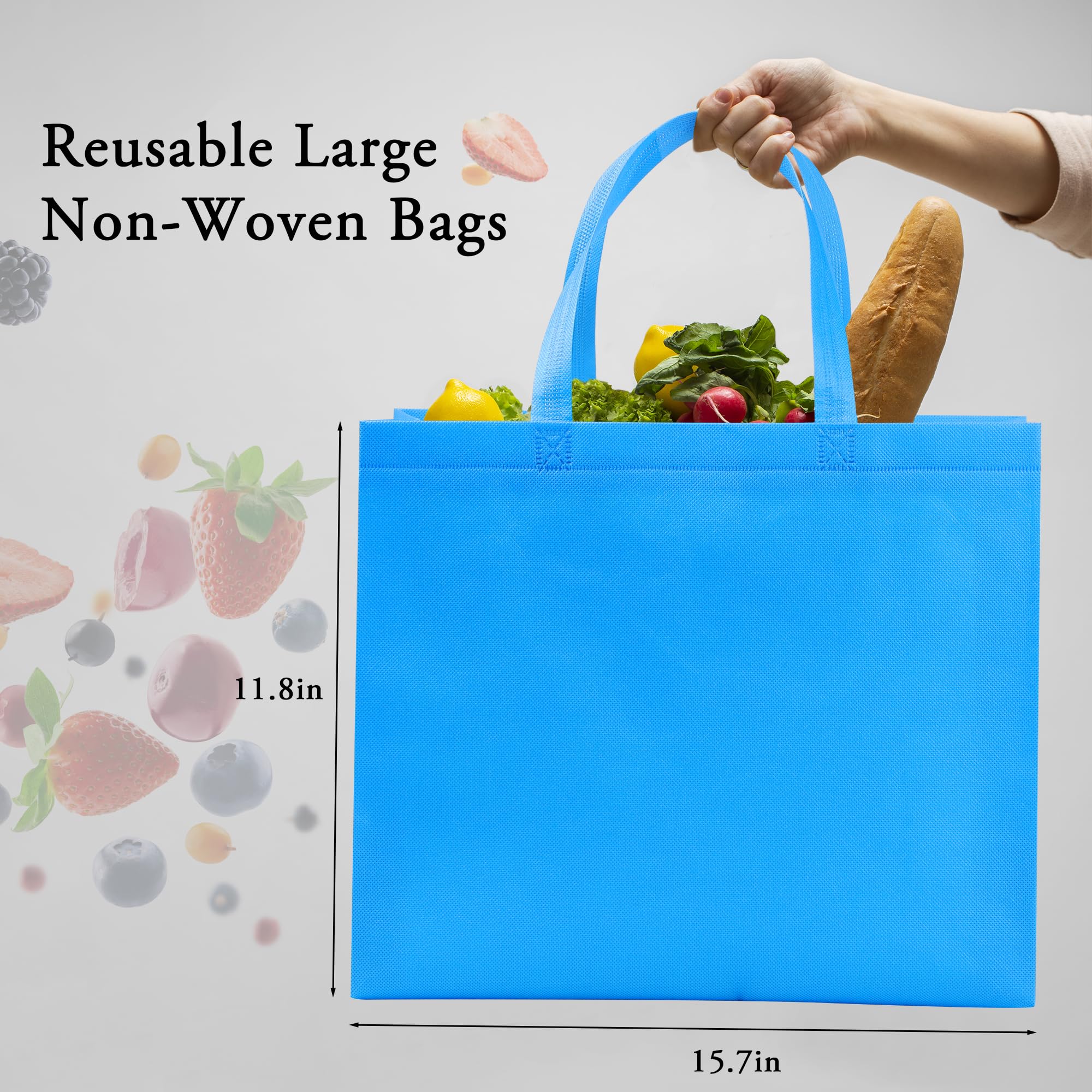 GITMIWS Reusable Non Woven Bags, Large Colorful Grocery Shopping Tote Bags with Handles