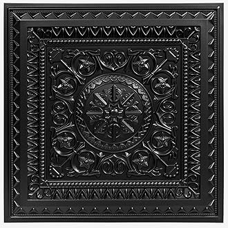 Art3d - Drop Ceiling Tiles for Pasting Ceiling Tiles 61 x 61 cm Black Plastic (12 Pieces, 4.5 m²)