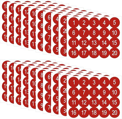 Miniatura 12 de 50 hojas de pegatinas de números del 1 al 200 de 0.4 pulgadas, pegatinas pequeñas de números, 25 juegos de pegatinas consecutivas autoadhesivas