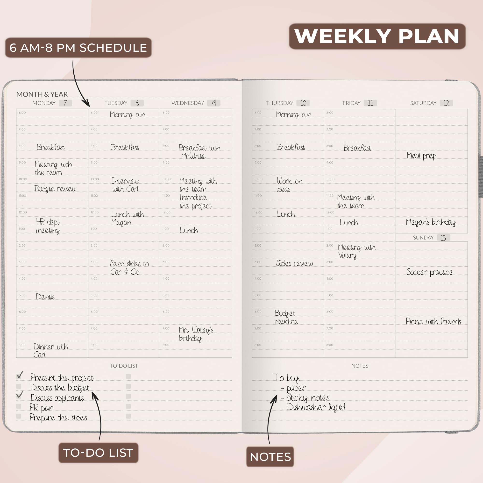 Skyline Hourly Planner, Weekly Planner, Undated Agenda & Daily