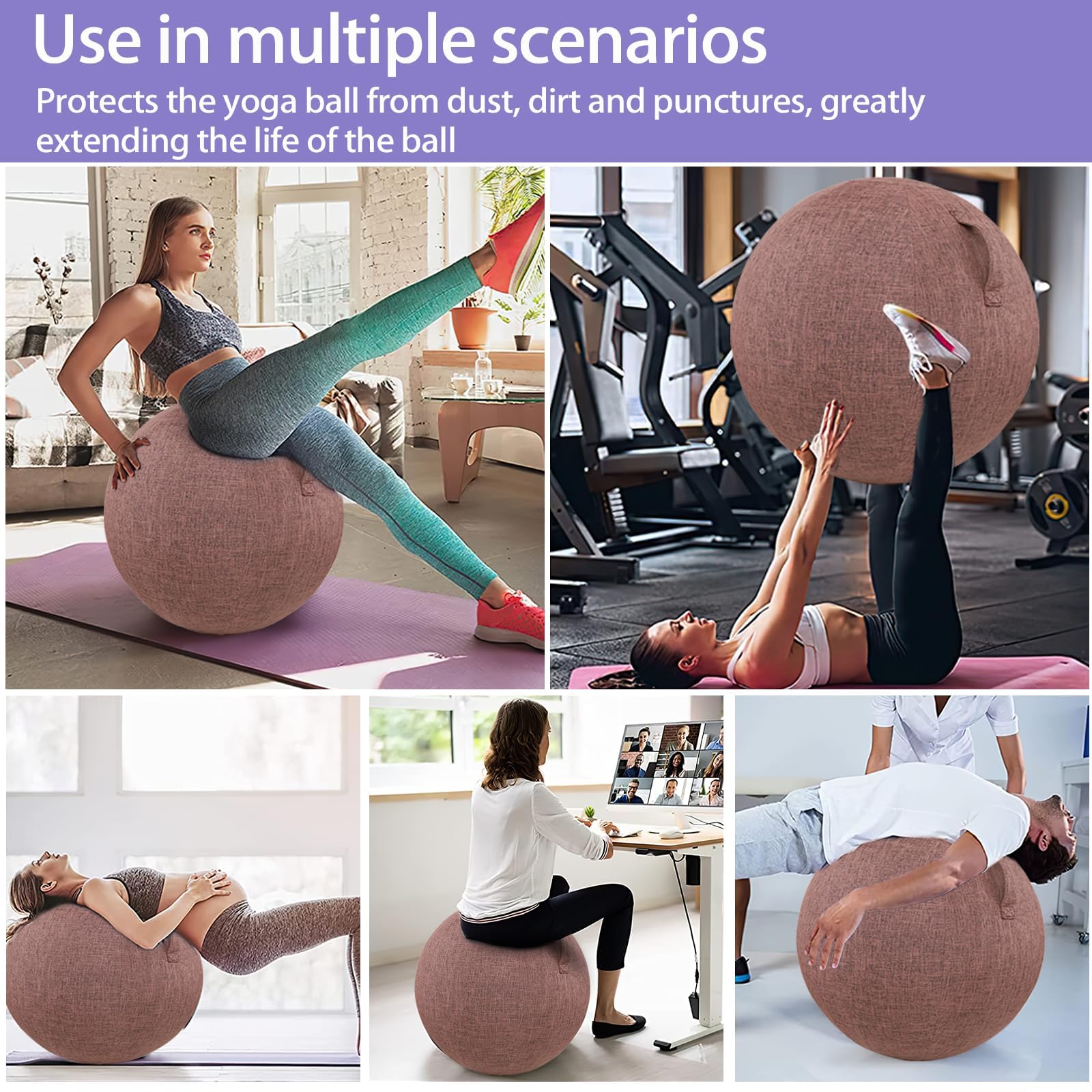 Copertura Morbida Per Palla Fitness 65 Cm In Cotone E Lino