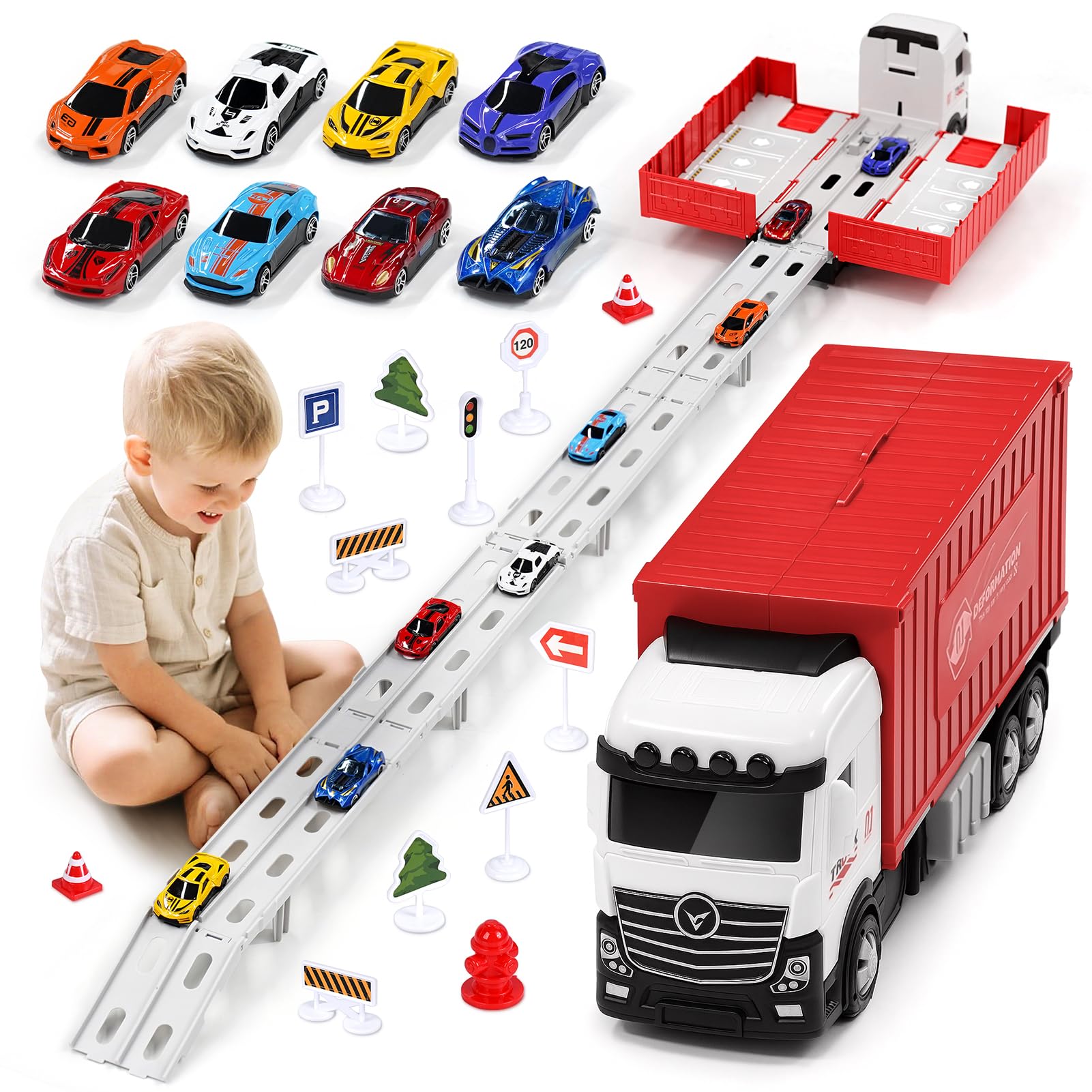 Transporter Truck Cars Toys for Boys 3 4 5 6 Years Old