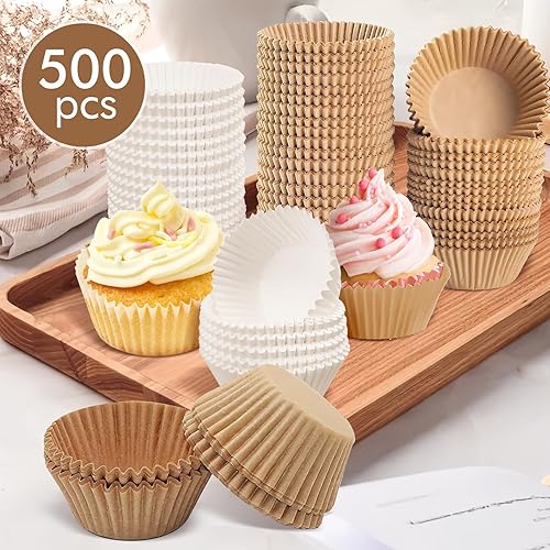 Miniatura 3 de Bake Choice - 500 forros naturales estándar para cupcakes para hornear, envoltorios de cupcakes de grado alimenticio, antiadherentes, a prueba de
