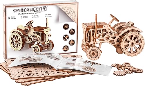 Miniatura 9 de WOODEN.CITY Kit de rompecabezas de madera 3D Tractor - Modelo mecánico de tractor agrícola para adultos y adolescentes, kit de bricolaje de 148