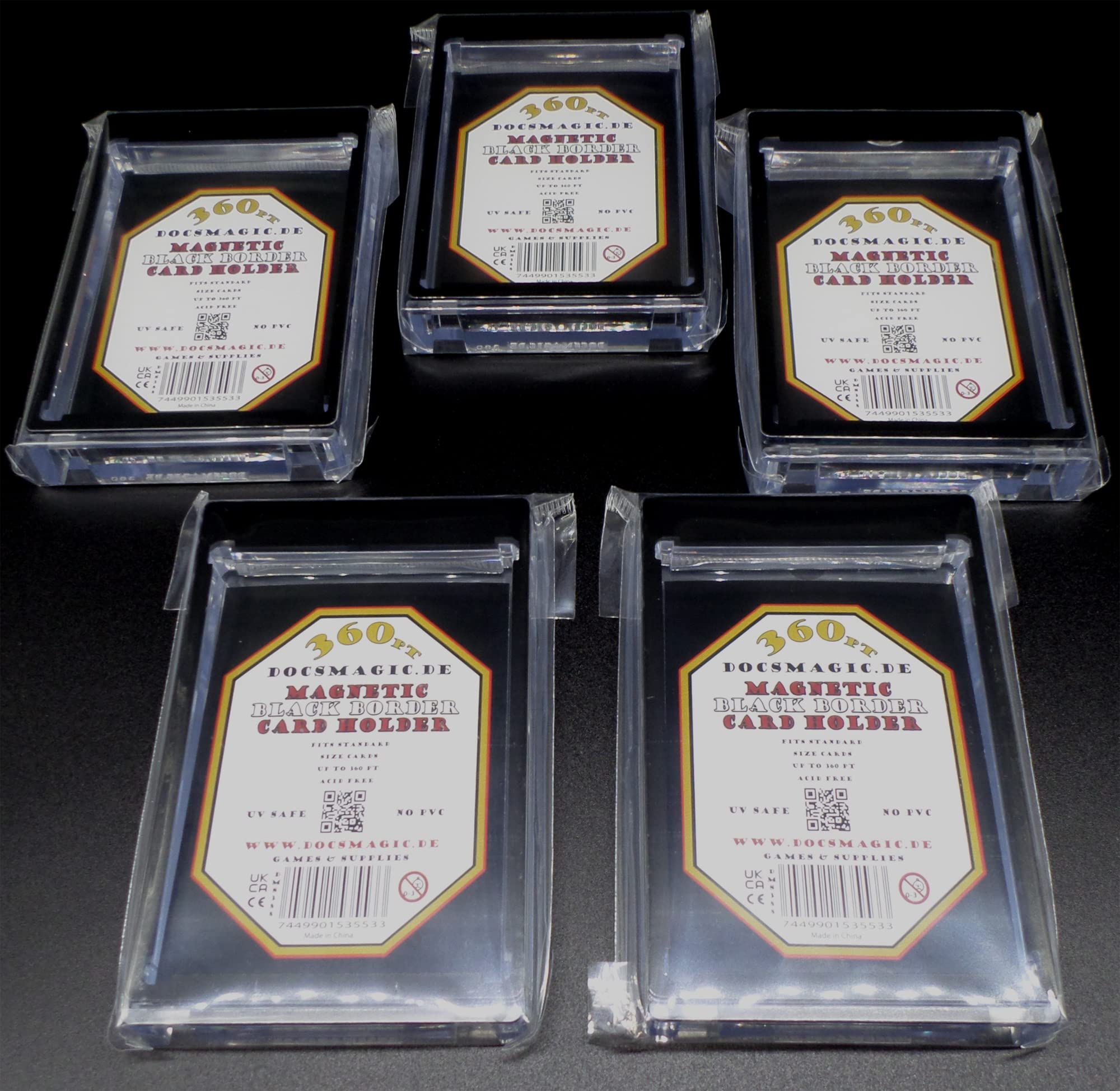 docsmagic.de 5 x Magnetic Card Holder Black Border 360 PT UV safe