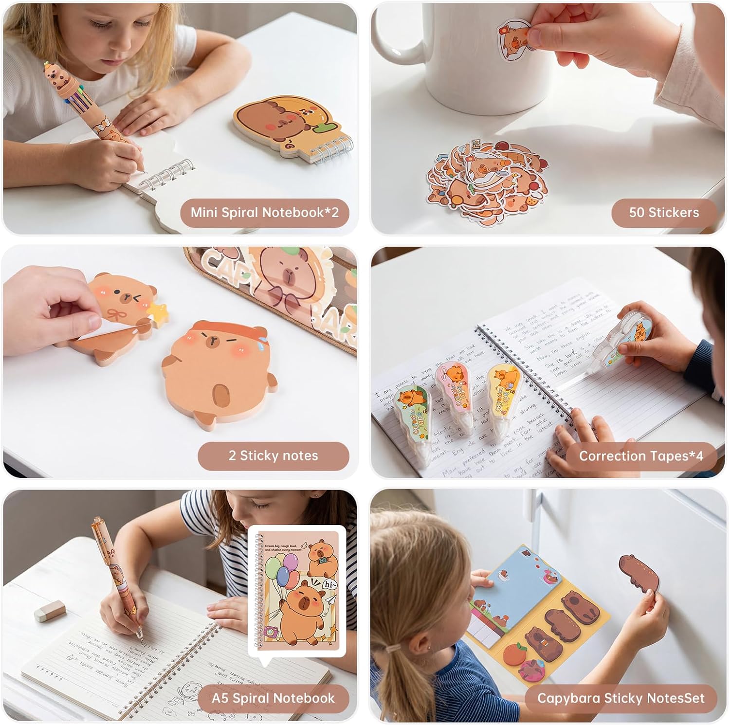 Capybara Stationery Gift Set for Kids, 25PCS Cute School Supplies Kit w/Pencil Case, Notebook & Stickers, Kawaii Aesthetic Office Desk Accessories for Girls Boys Ages 5-14