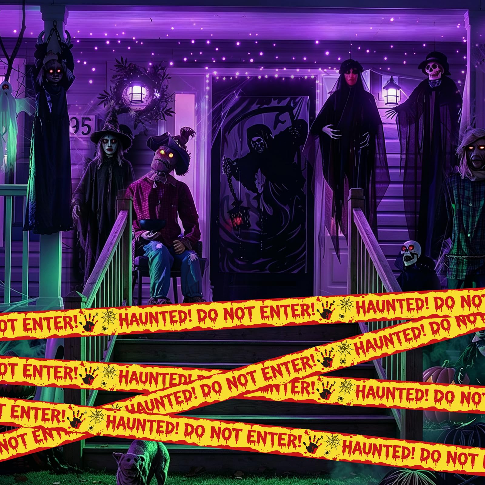 Halloween Caution Tape - Spooky Decor Adhesive Tape -7
