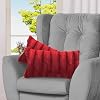 Cheer Collection Faux Fur Throw Pillows - Decorative Pillows for Couch, Bed Throw Pillows, Maroon Accent Pillows for Bedroom or Living Room Aesthetic, Set of 2 Furry Throw Pillows, 12 x 20"