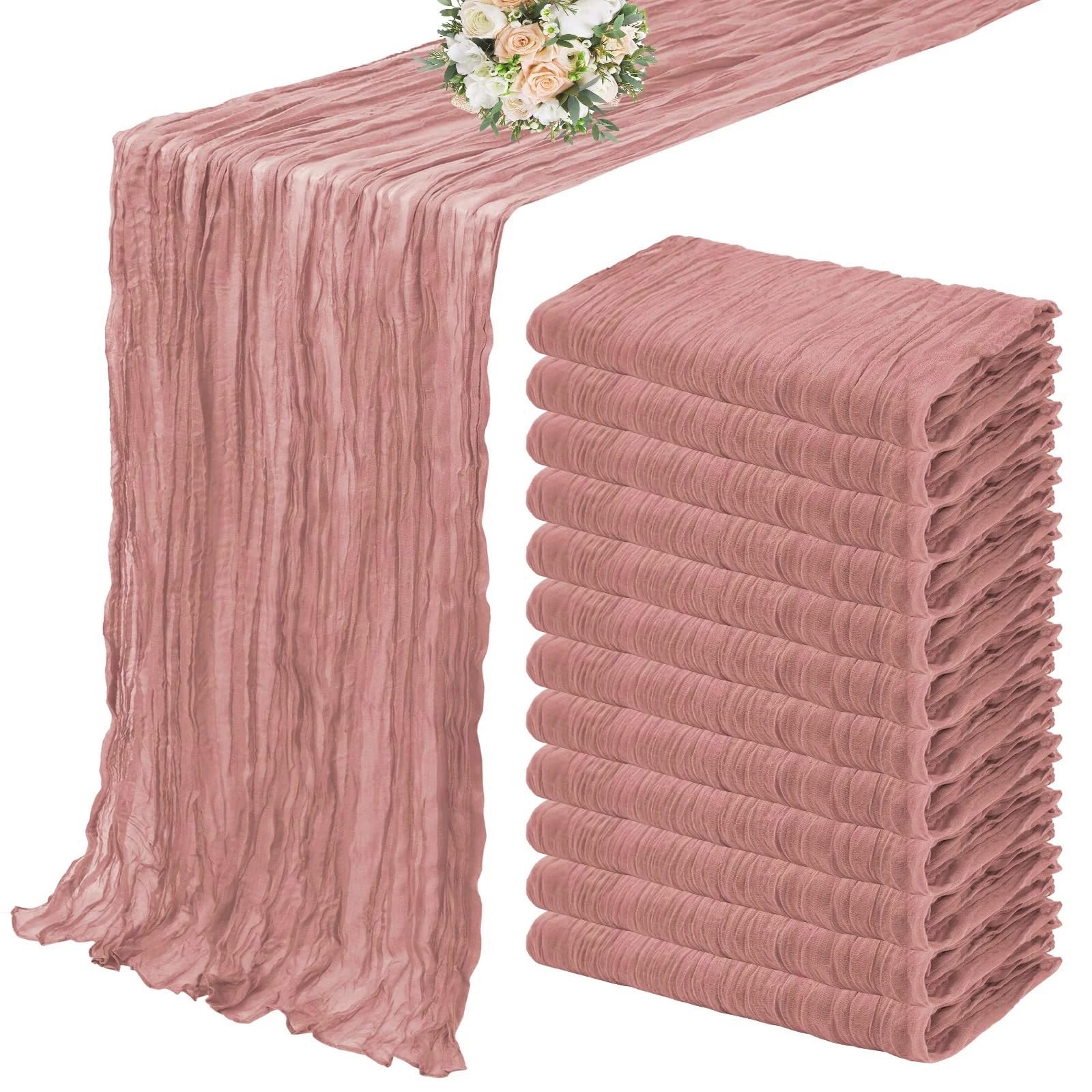 10 STÜCKE Halbtransparente Gaze Tischläufer Käsetuch Tischdekoration Esszimmer Hochzeit Party Weihnachtsbögen Kuchen Dekor TischläUfer Chiffon(10Pcs Blue,90X400cm)