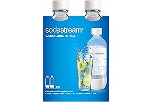 SodaStream Twin-Pack 1L Dishwasher Safe Reusable Carbonating Bottles (White)