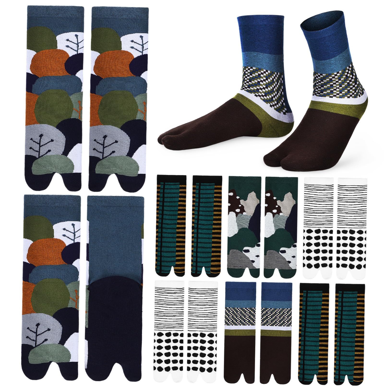 Abaodam 10 Paar Tabi Zehensocken aus Baumwolle für Herren und Damen | Geta Schuhe und Japanische Tabi Schuhe, Atmungsaktiv und Bequem, Leicht und Auszuziehen