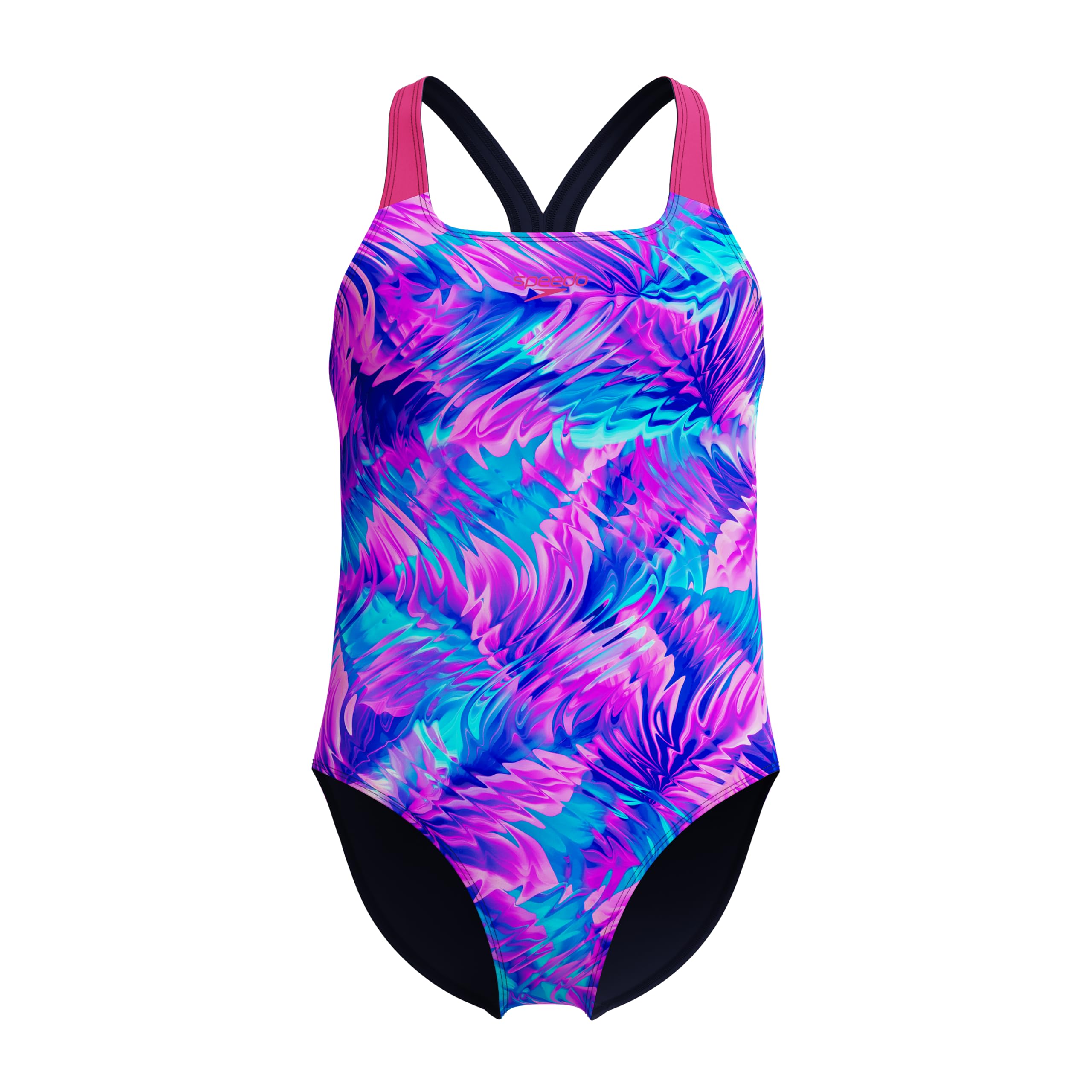 Speedo Maillot de bain imprimé Powerback pour fille Margarita Rose/Caban