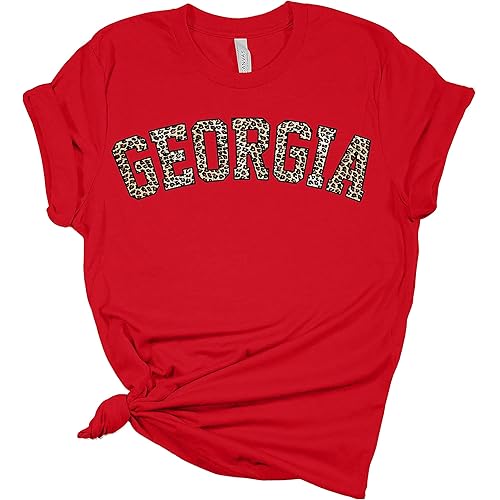 Womens Georgia Football Leopard Print Georgia Unisex Fit Short Sleeve T-Shirt