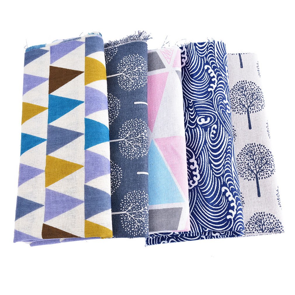 5pcs Cotton Linen Craft Fabric Bundle Patchwork Tissue DIY Sewing Scrapbooking Quilting