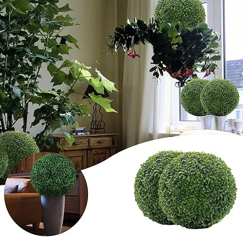 Miniatura 5 de Bola topiaria artificial de 9 pulgadas, hojas redondas de color verde sintético, bolas de plantas artificiales para interiores y exteriores, jardín,
