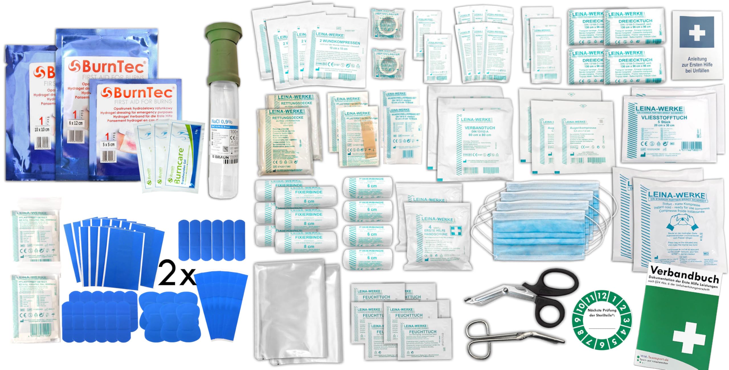 Erste Hilfe SET GASTRO DIN/EN 13169 für größere Betriebe INKL. Augenspülung + Kühlgel + detektierbare Pflaster + Hydrogelverbände