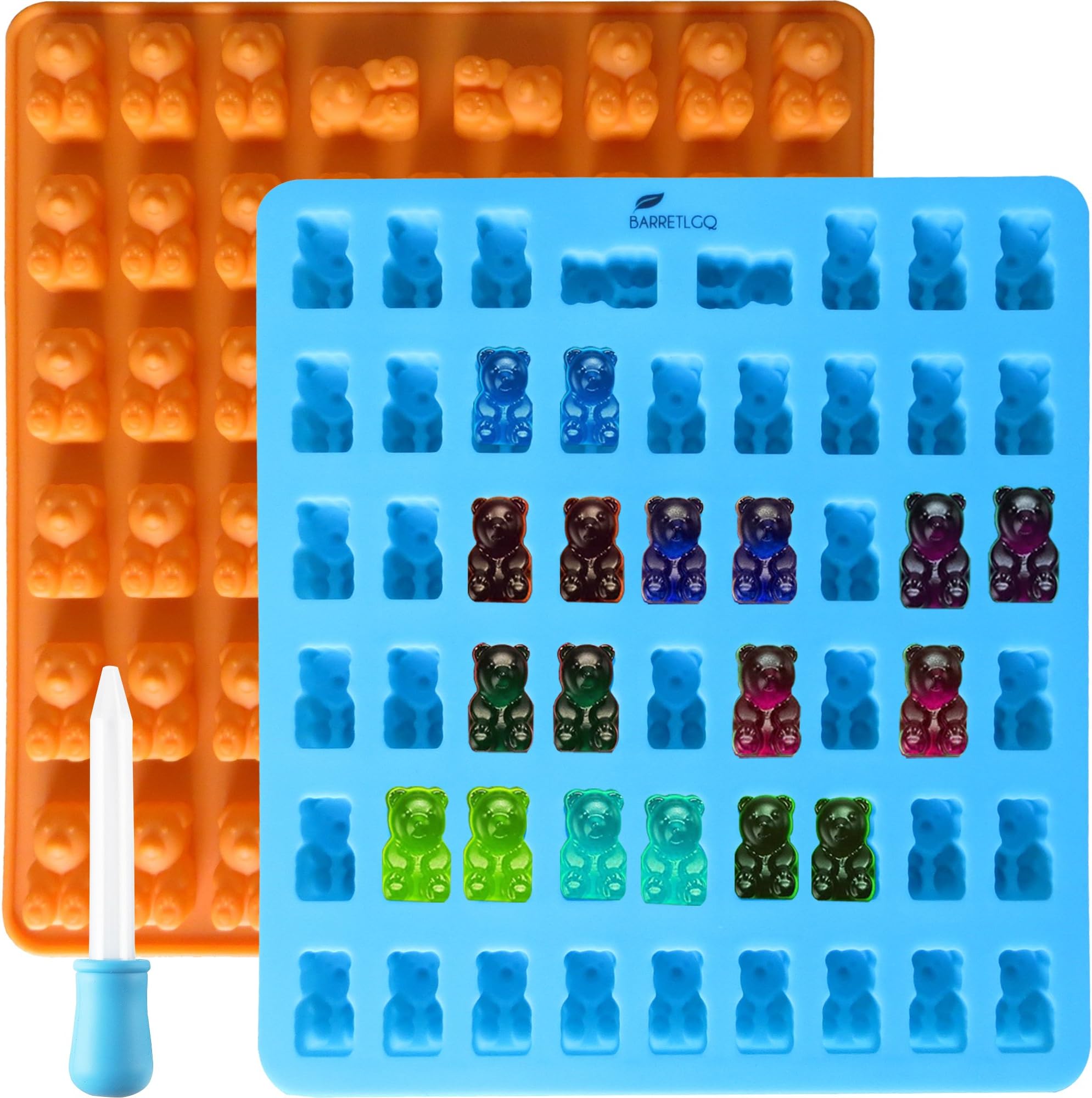 2 Pack 53 Cavity Silicone Gummy Bear Mold With a Dropper Making Gummy Candy Chocolate with Your Kids together