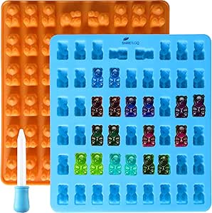 Silikon-Form mit 53 Mulden, Bärenform, mit Bonus-Troppern, für die Herstellung von Süßigkeiten und Schokolade