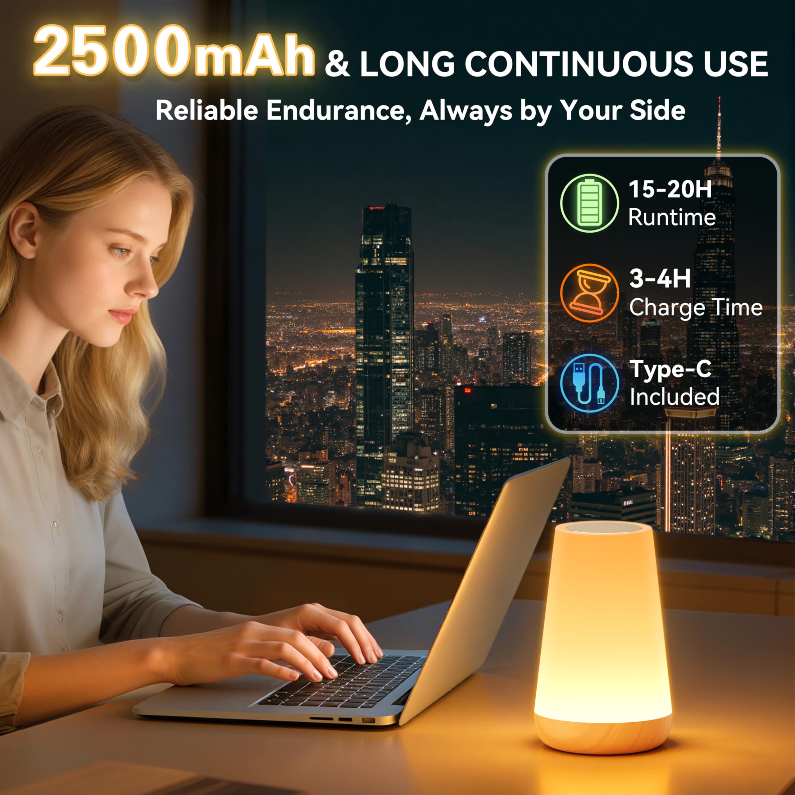Auxmir Luce notturna per bambini, lampada a LED con controllo touch e telecomando, ricaricabile tramite USB, dimmerabile, con 13 opzioni di colore, lampada da comodino ideale per camera da letto e