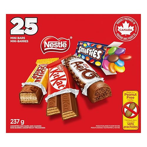 FAVOURITES KITKAT, AERO, SMARTIES & COFFEE CRISP Mini Bars & Candies, Peanut-free Snack, Individually Wrapped, Made in Peanut-free Facility, Prepared in Canada, 237 g