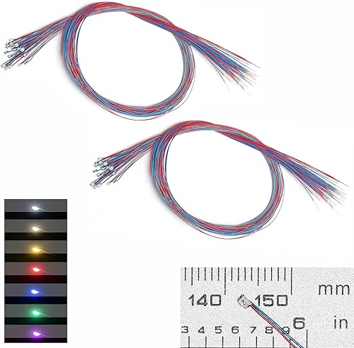 Miniatura 29 de 25 piezas de LED micro parpadeantes precableados (modo de luz: luz azul intermitente) LED SMD 0805 con accesorios de montaje para construcción