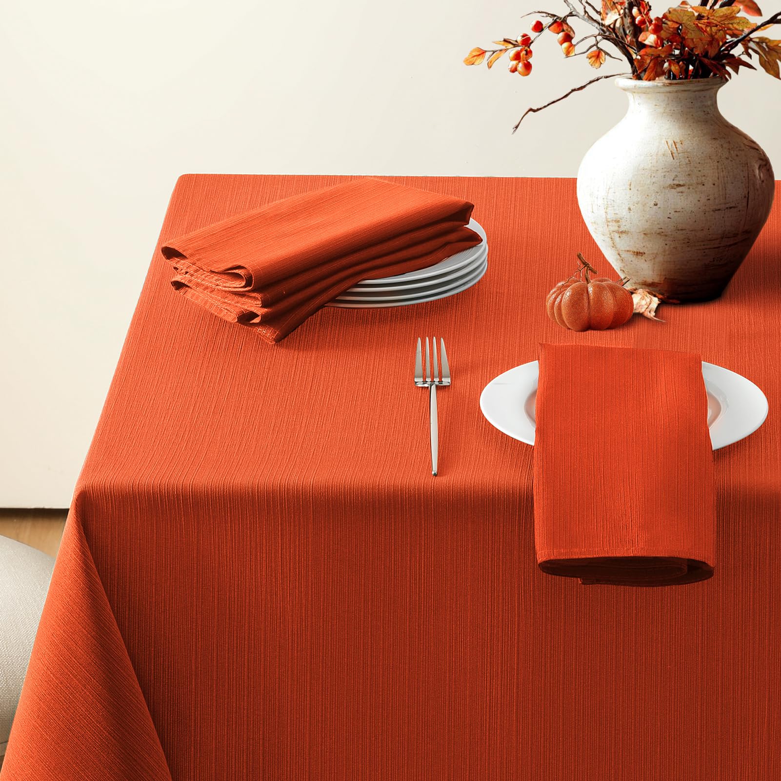 Fall Jacquard Tablecloth - Thanksgiving Pumpkin Waterproof Table Cover