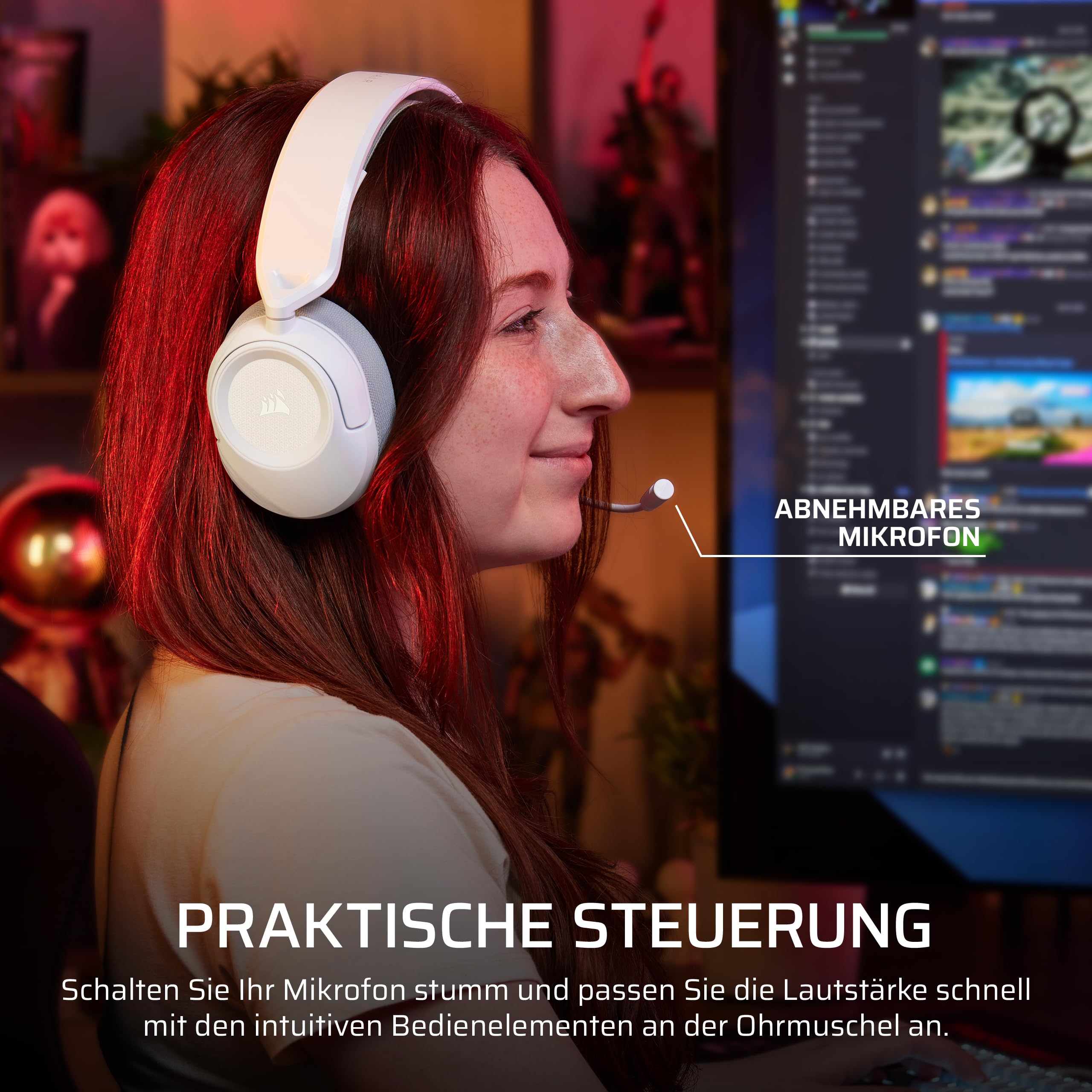 Corsair HS35 v3 Kabelloses Gaming-Headset mit Mikrofon – Weiß | 2,4 GHz & Bluetooth (PC, PS5, PS4, Switch, Mac, Mobilgeräte), Leicht und Komfortabel, Dolby Atmos