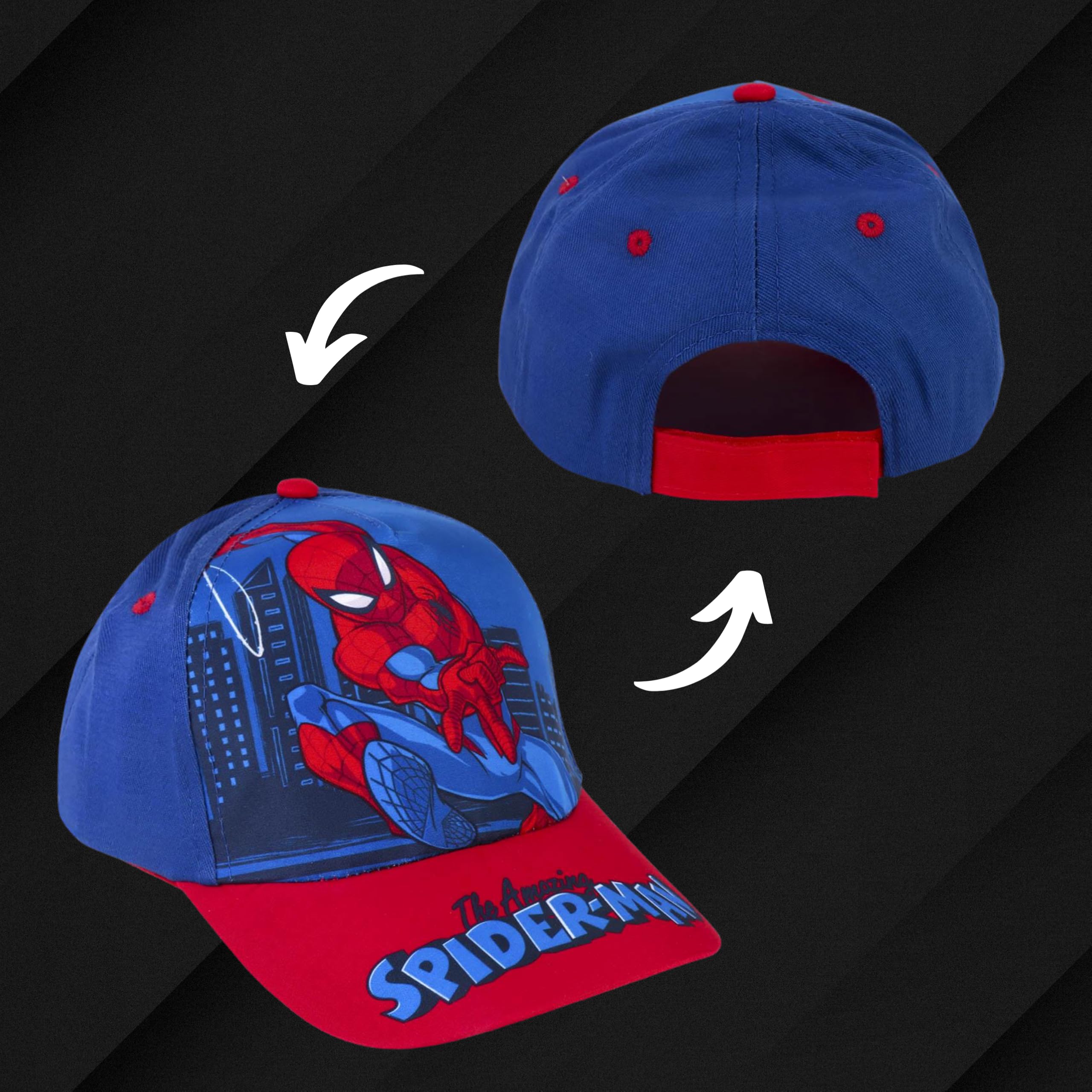 Marvel Spider-Man Set da Cappello da Baseball e Occhiali da Sole per Ragazzi, Occhiali da Sole con Protezione UV, Berretto per Bambini
