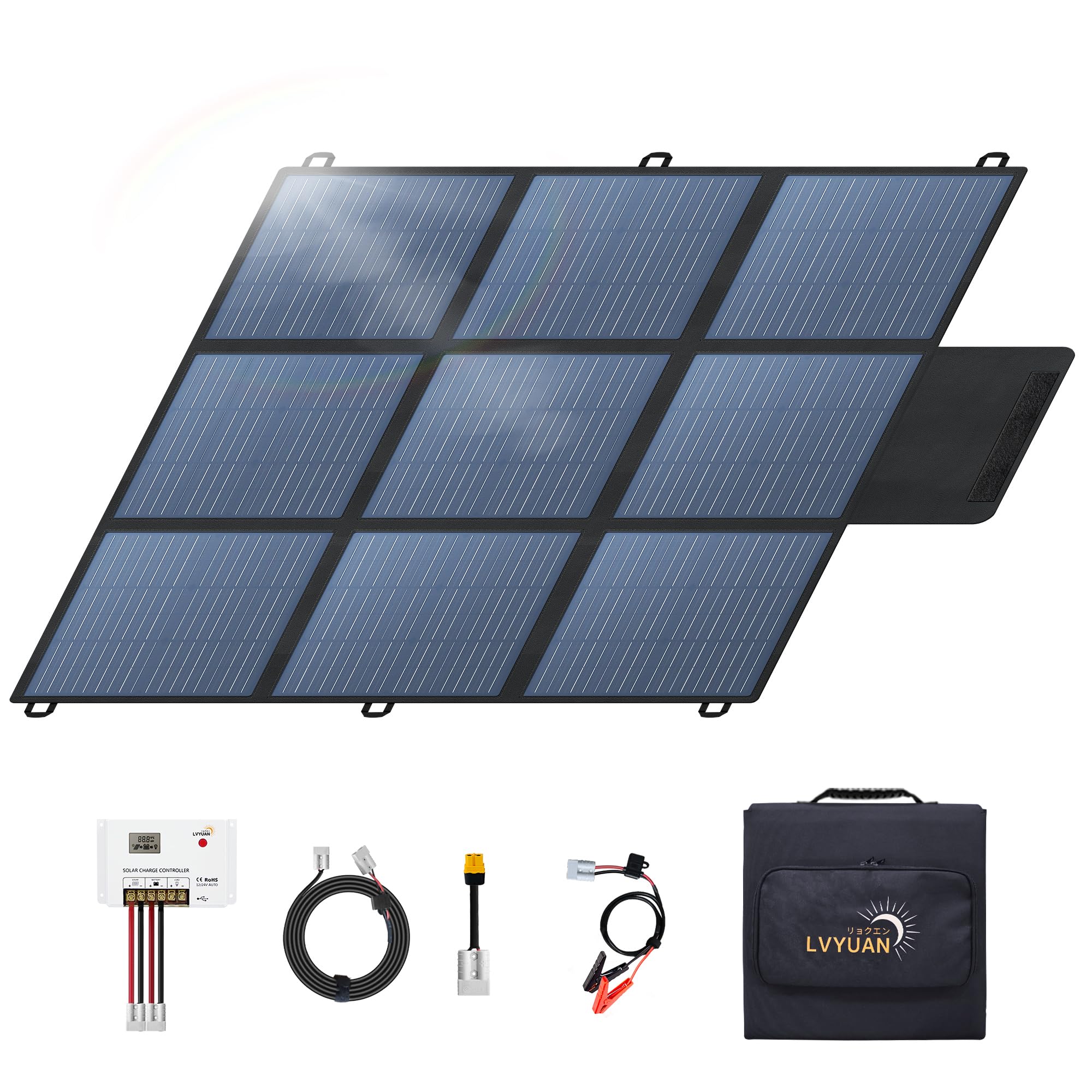 Amazon.co.jp: LVYUAN 200W 折り畳み式ソーラーパネル リン酸鉄