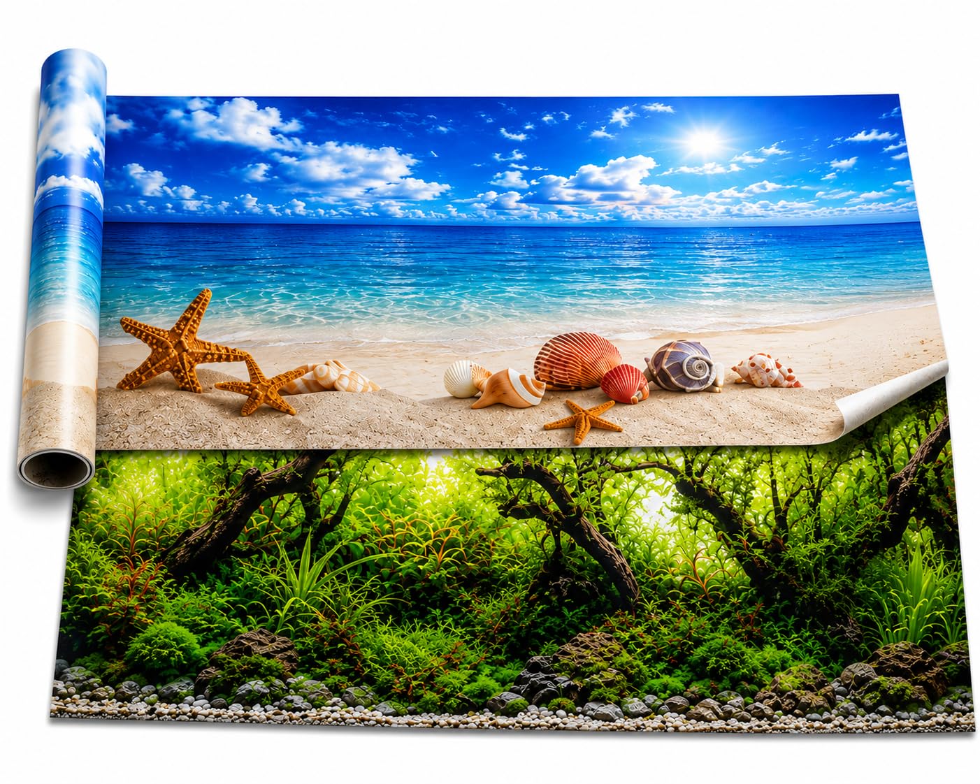Pond Orbis Aquarium Fish Tank Background Poster Double Sided Waterproof Backdrop Wallpaper Roll Tropical Ocean Aquatic Scenery for Fish Tanks & Aquariums - Height 20" / 50cm DS 500 8011/8012 (2 FT)