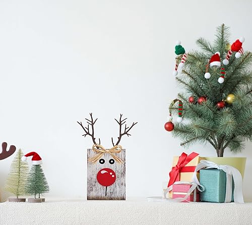 Miniatura 2 de Letrero rústico de madera de reno, decoración navideña de granja para el hogar, cocina, mantel y fiesta de Navidad
