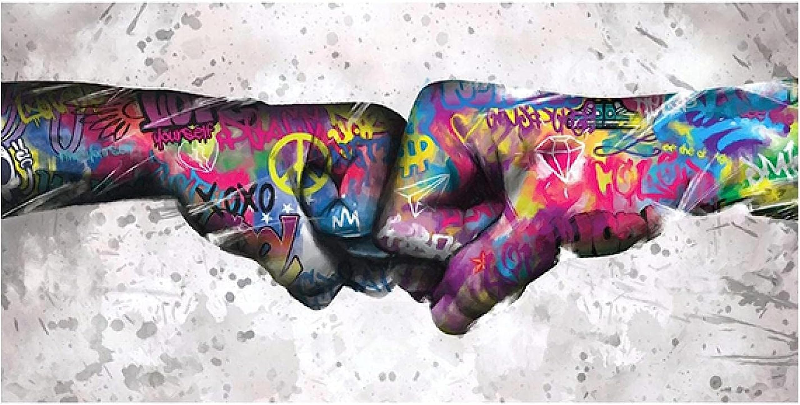 Abstrait Poing Affiche Graffiti Toile Tableau Art Peintures Decoration Murale pour Salon Chambre Tableau Decoration, sans Cadre (70X140CM)