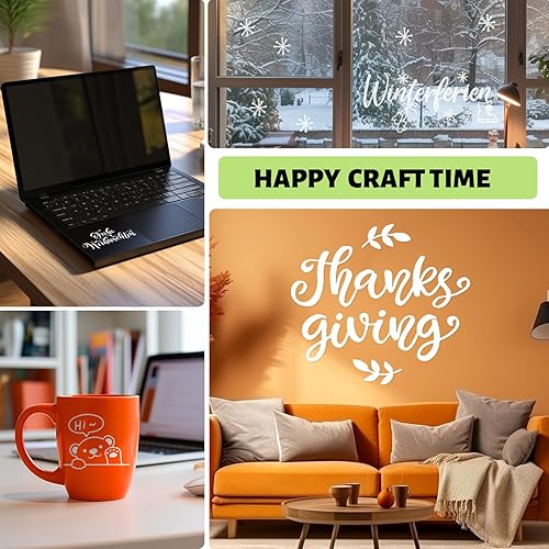 Miniatura 8 de Vinilo blanco brillante permanente compatible con Cricut Silhouette, rollo de vinilo blanco de 12 pulgadas x 15 pies, rollo de vinilo adhesivo para