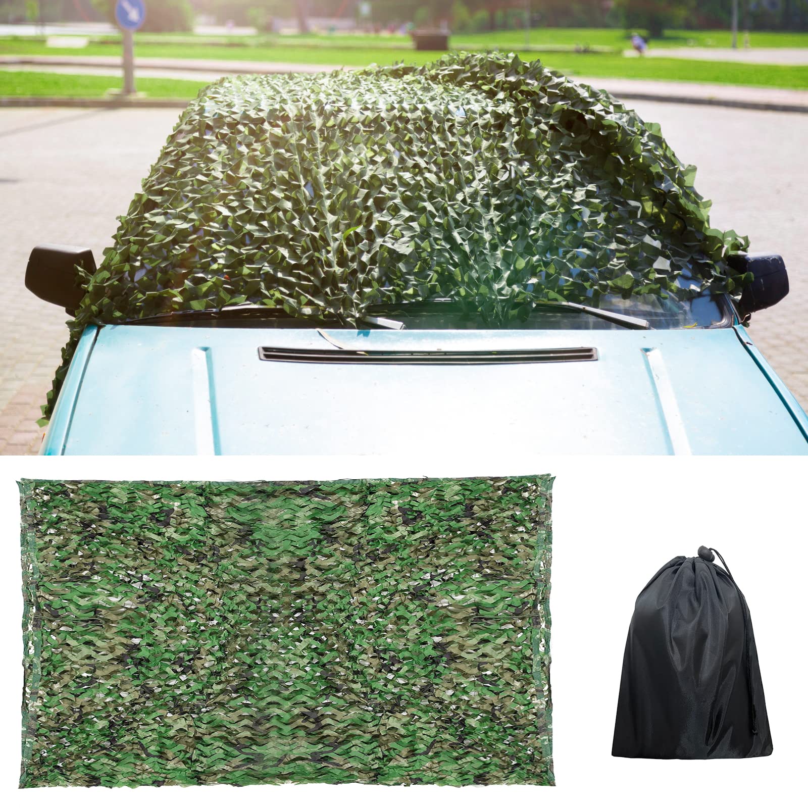 Leikurvo Red de camuflaje, red de camuflaje de doble capa, 2 x 3 m, protección solar, para cubrir coches, caza, decoración al aire libre