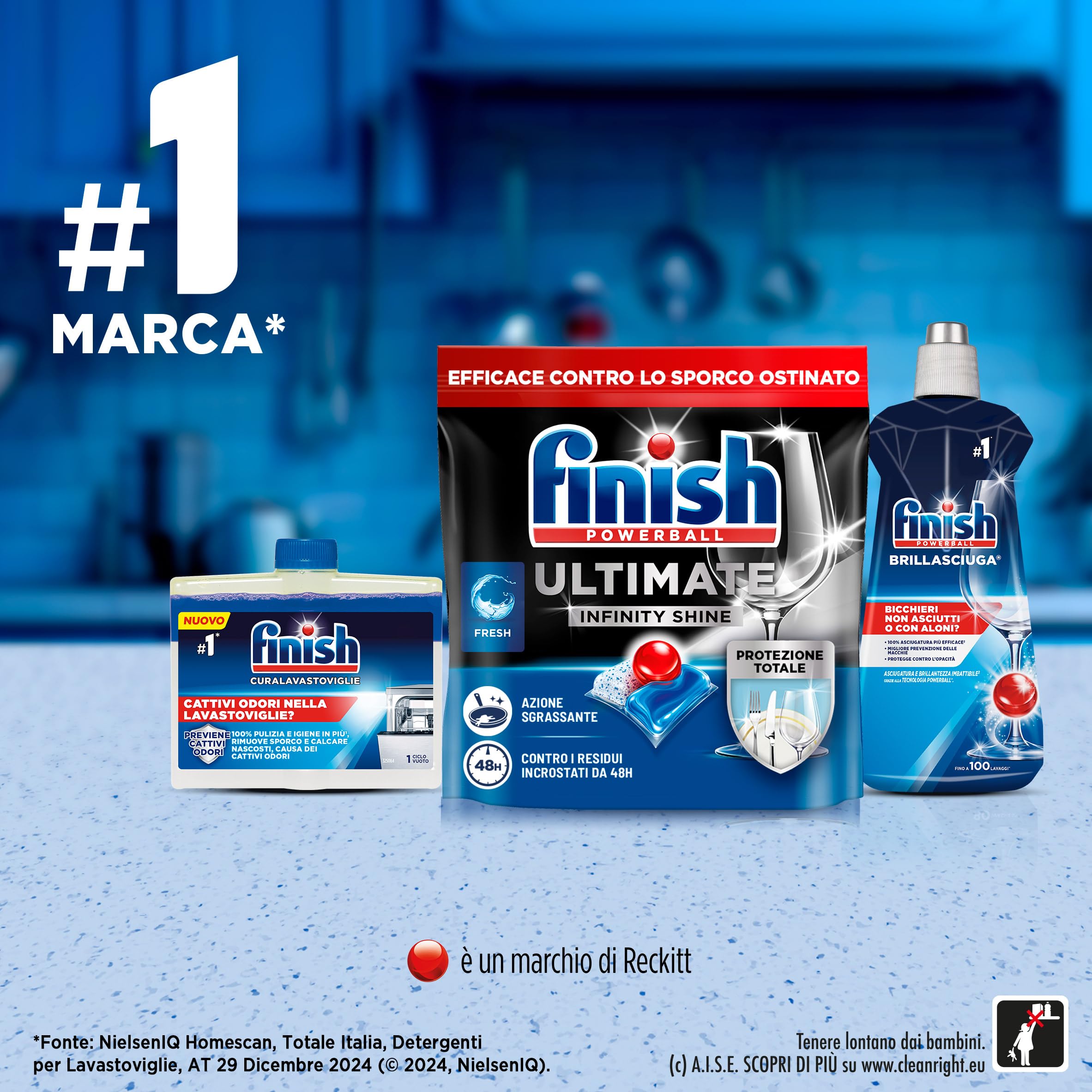 Finish Ultimate Infinity Shine Pastiglie Lavastoviglie, 160 Capsule Lavastoviglie, Detergenti per Lavastoviglie contro lo Sporco e i Residui Incrostati