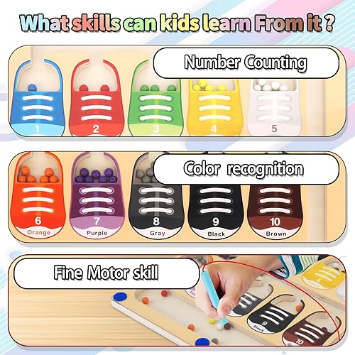 Miniatura 4 de Laberinto magnético de colores y números tablero magnético de rompecabezas de conteo de colores, juguetes de aprendizaje para niños pequeños,