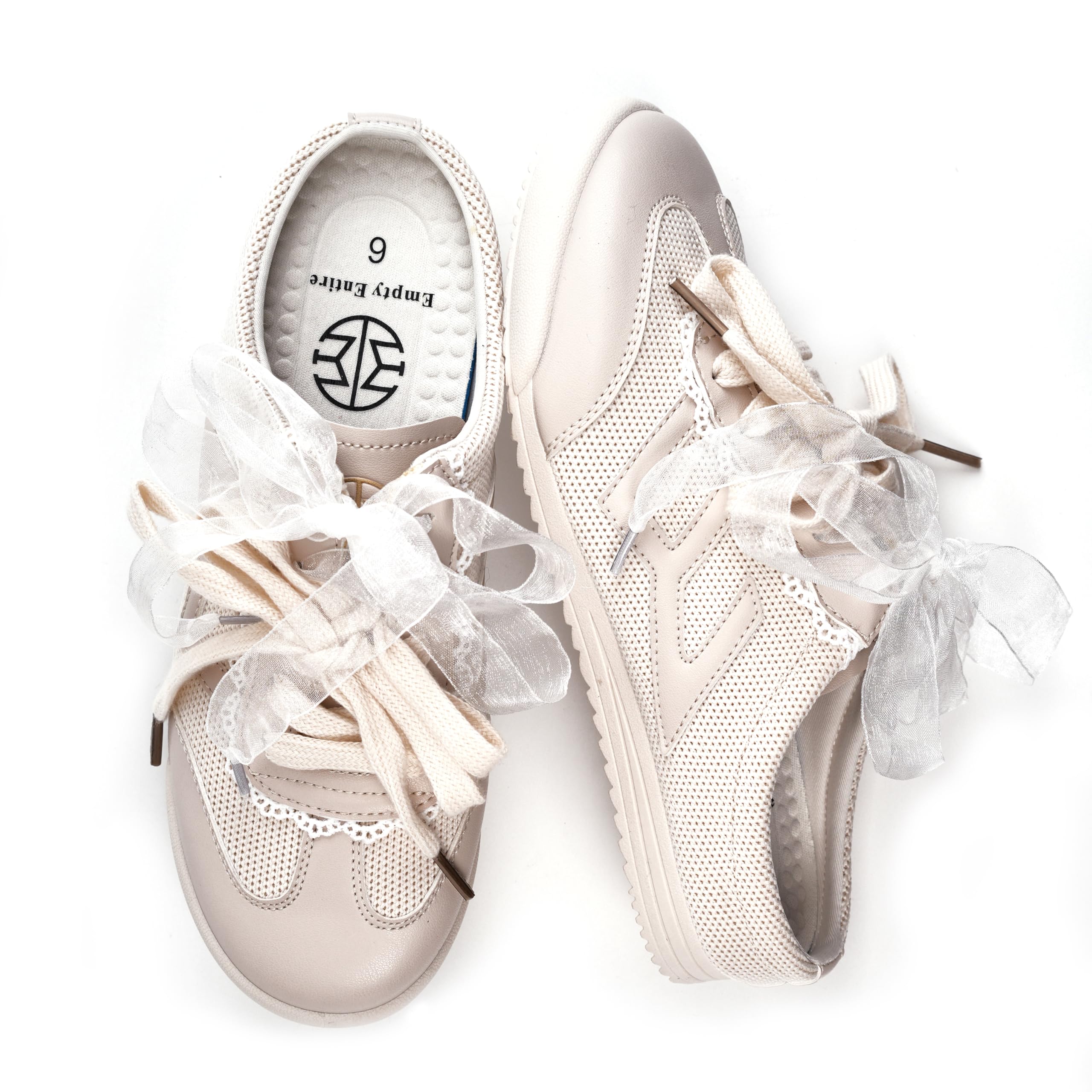 E E EMPTY ENTIRE Women's Breathable Knit Slip On Mules - Casual Lace-Up Sneakers with Arch Support, Lightweight Flexible Sole & Cushioned Footbed for